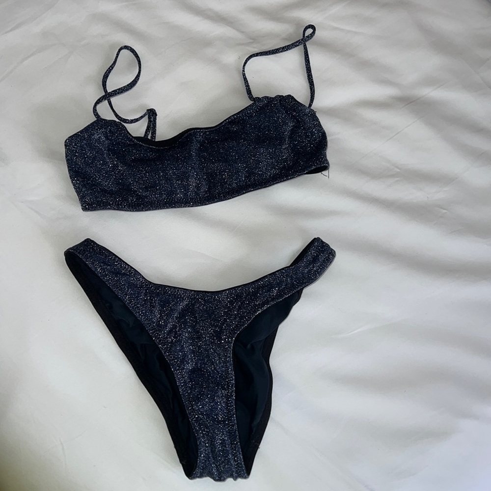 Navy Blue Mika Sparkle Bikini by Triangl